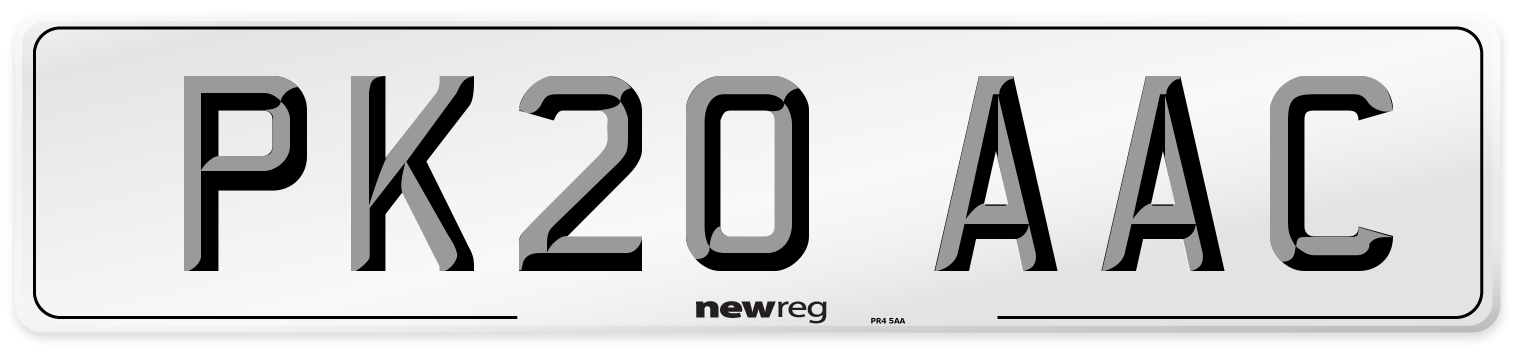 PK20 AAC Number Plate from New Reg